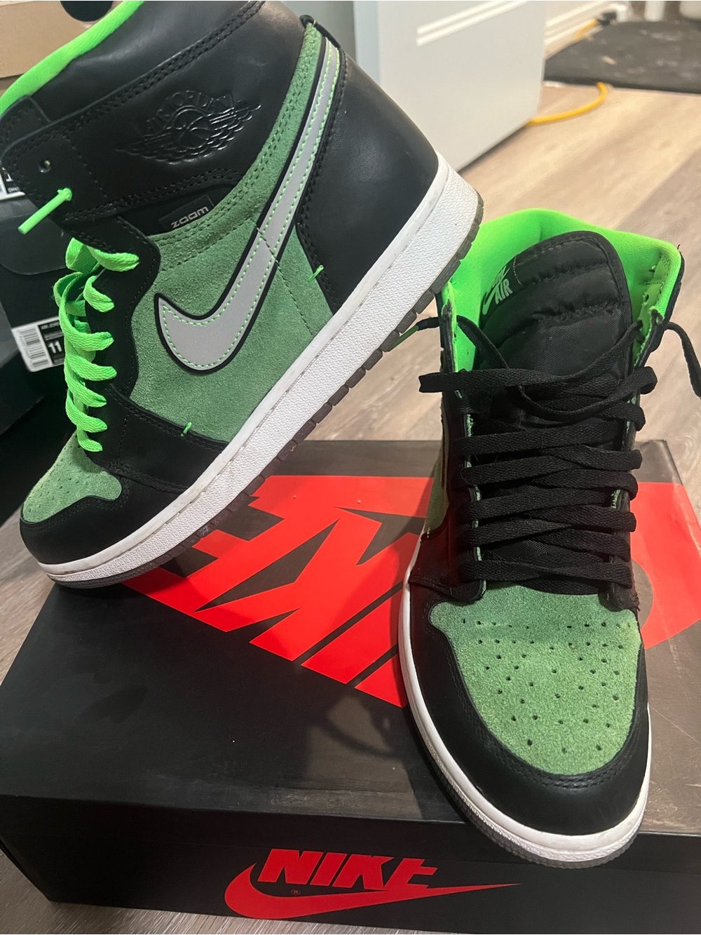 Jordan Men’s High Top Sneakers in Black and Green